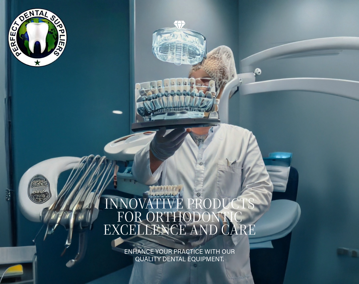 generate an website home page presenting poster containing dental products and equipements advertisement. using orthodontics inside the poster as well